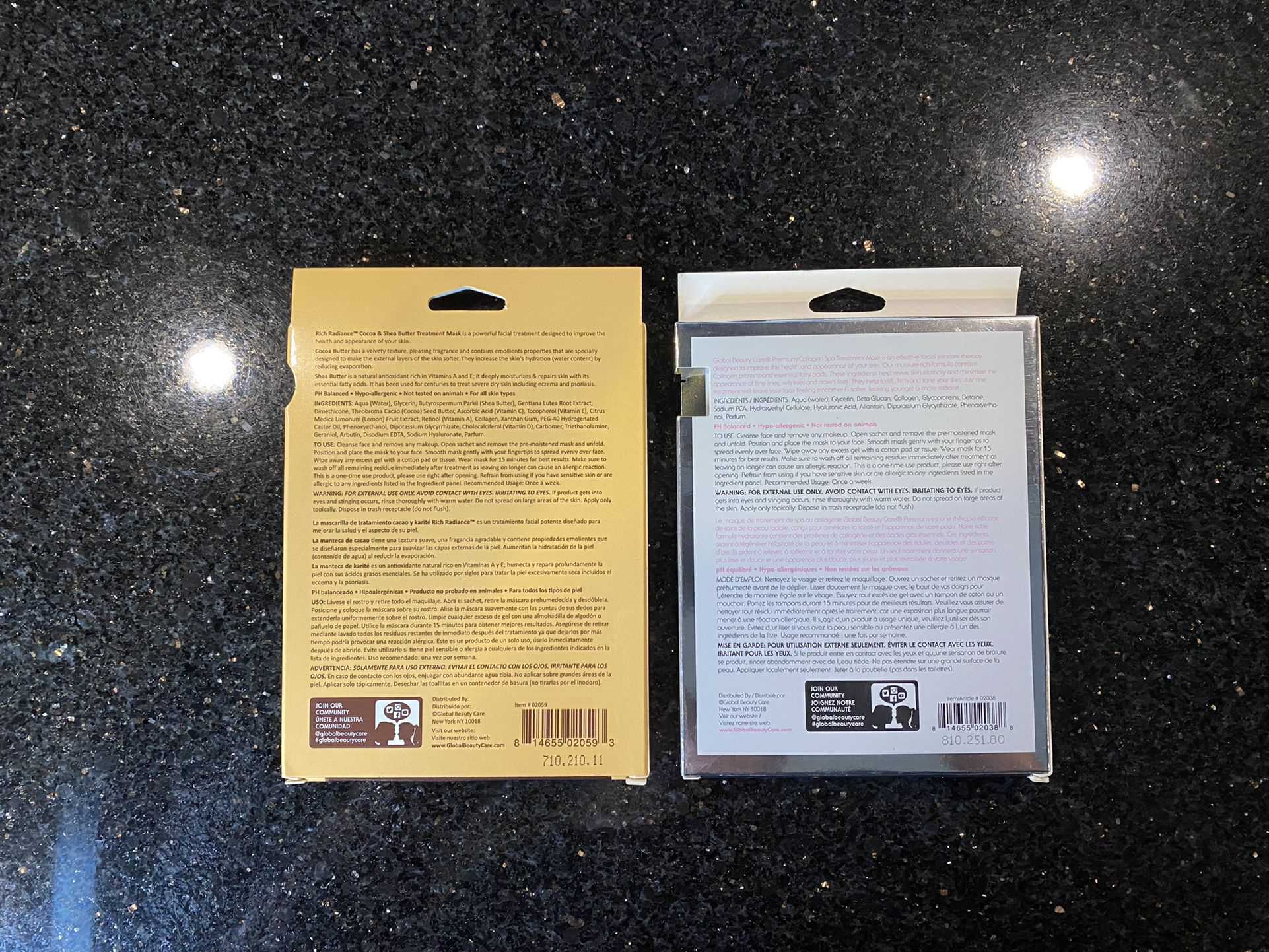 Cocoa & Shea Butter AND Collagen Spa Treatment Masks (2 Treatments each box)